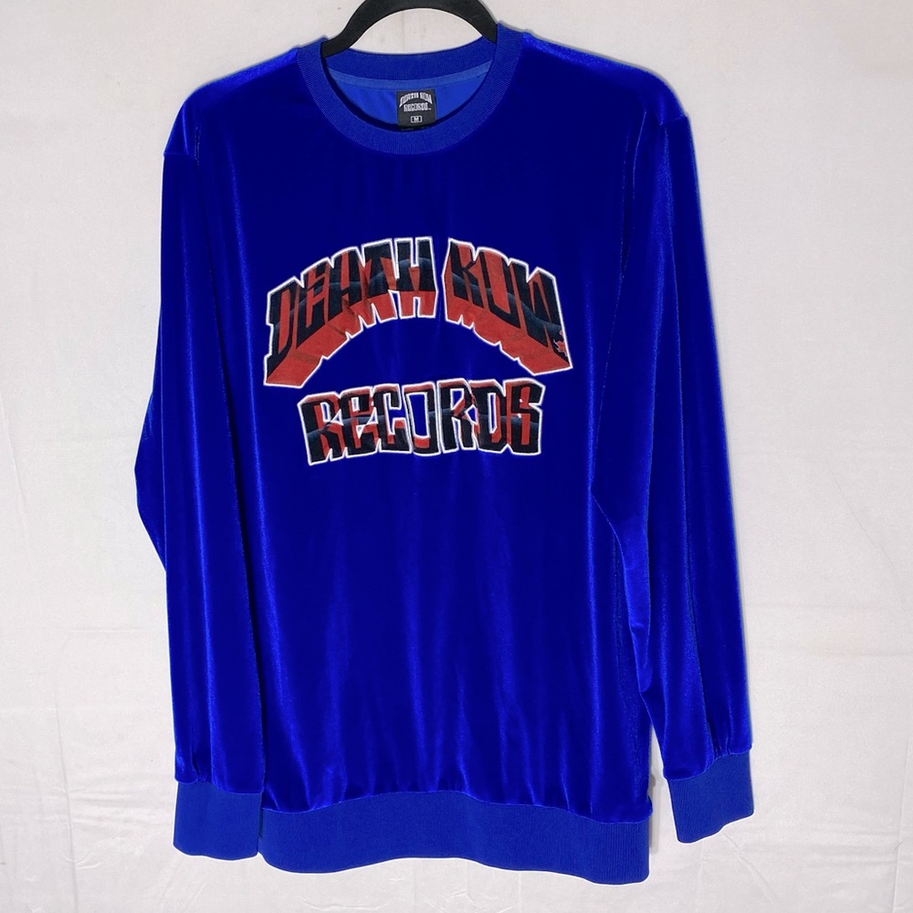 Death Row Records Blue Velour Crew Neck Long Sleeve Sweatshirt M
